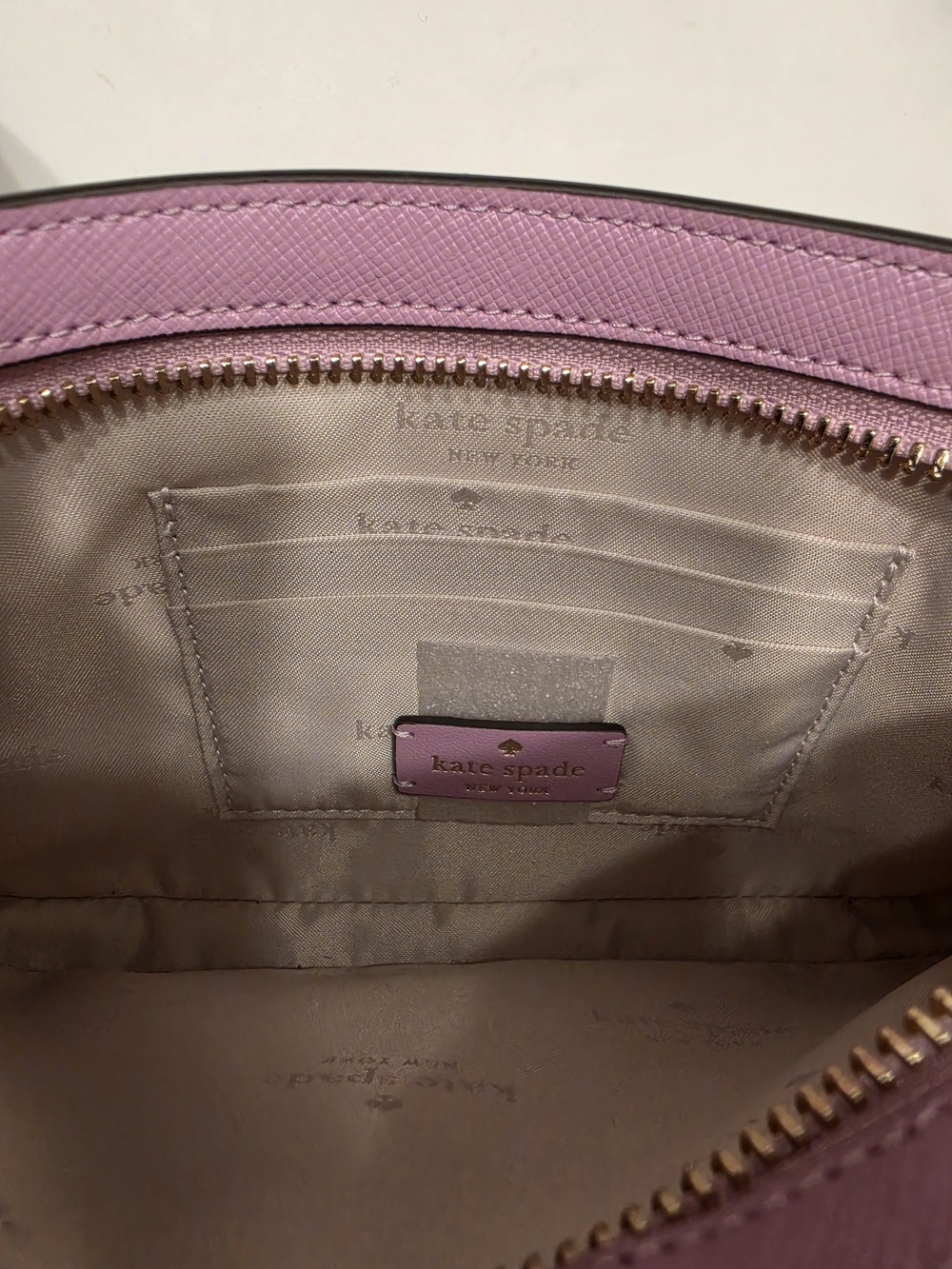 kate spade Pink Leather Crossbody with Gold Zip Hardware